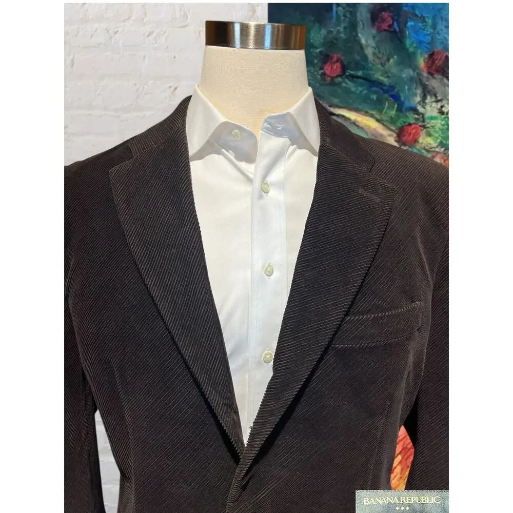 Banana Republic Mens 44S Brown Corduroy Cotton Blazer Sport Jacket 3/2 Roll
